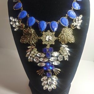 White And Sapphire Jeweled Bib Necklace